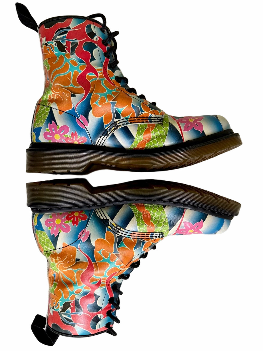 Dr. Martens 1460W Psych Tattoo Leather Strap Pascal‎ Combat Boots Women’s Size 9 - Picture 11 of 15